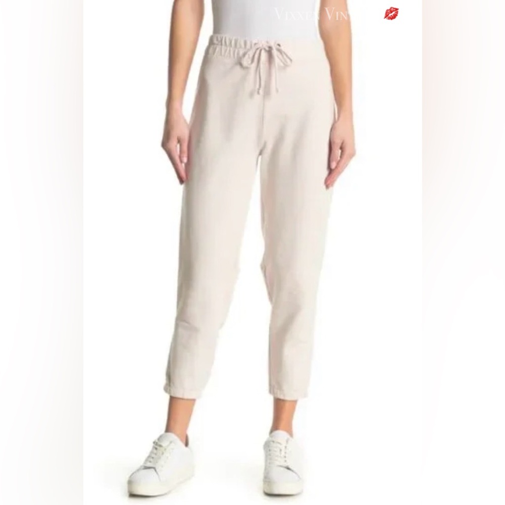JAMES PERSE STANDARD 'HIGH WAISTED DRAWSTRING COTTON JOGGERS' IN ALABASTER